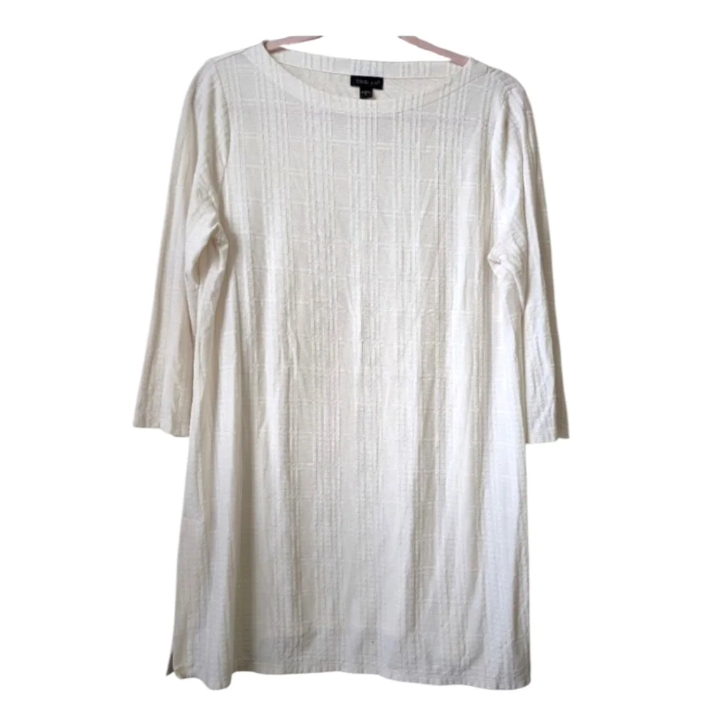 J. Jill Wearever Collection Cream Textured Tunic Top Size Medium - Picture 2 of 5